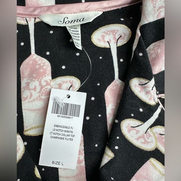 Soma Embraceable Pajama Top Only Champagne Flutes Size Large NWT - Picture 4 of 5